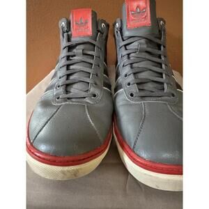 adidas Vespa S Mid Gray Red Leather Retro Men's G17948 sz 12 Vintage 2010